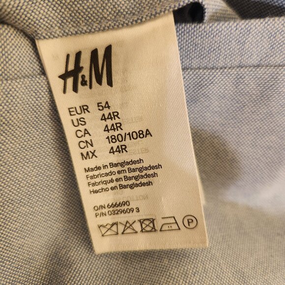 Light Blue Men's H&M 100% Cotton Blazer with Elbow Patches Size 44R Excellent - Picture 3 of 16